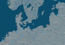 Karte mit den Standorten der 2023 in das MOW-Register aufgenommenen Hansedokumente.
