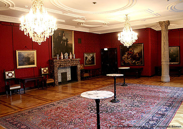 Fireplace Room: room with red walls and a  red carpet