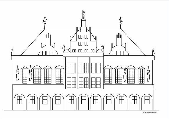 Ausmalbild Bremer Rathaus 
˜ Bildnachweis: Senatspressestelle Bremen