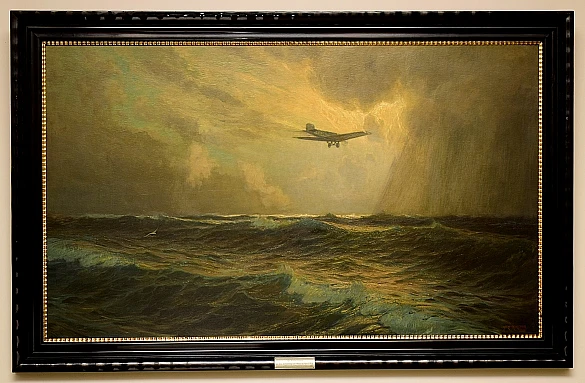 Gemälde mit dem Flugzeug Bremen im Flug