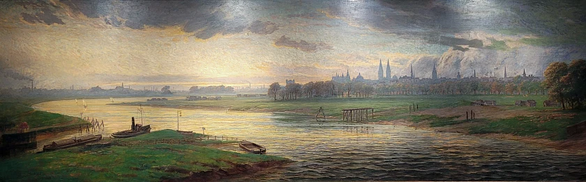 Bremen vom Wehr aus gesehen – Gemälde im Sitzungssaal (Neues Rathaus)