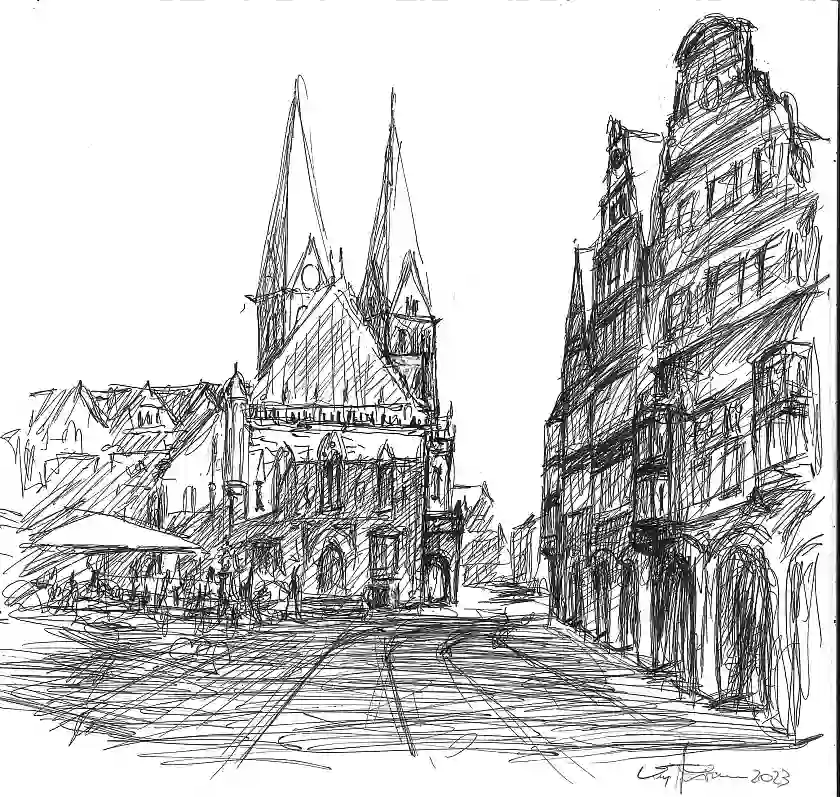 Marietta Armena – Blick Richtung Bremer Rathaus und St. Petri-Dom